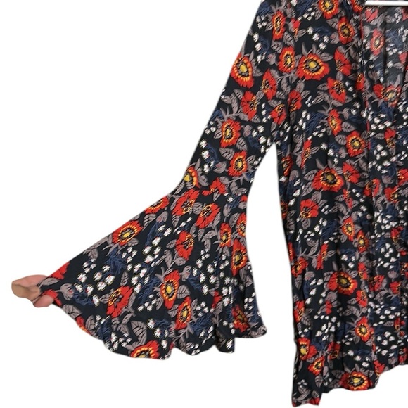 FREE PEOPLE Navy Blue And Red Magic Mystery Tunic Mini Dress/Top Size Small - Picture 4 of 10